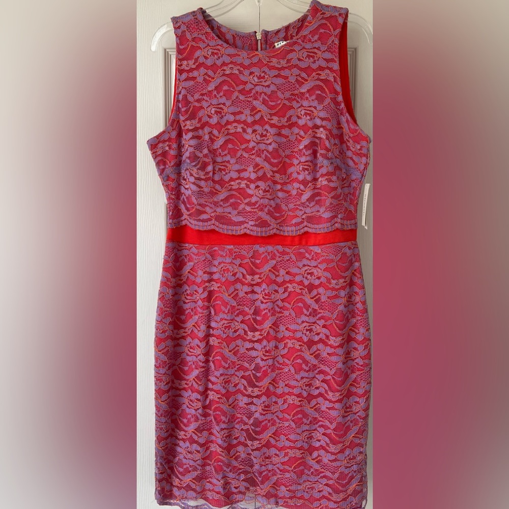 NWT Orange & Lavender Lace Dress